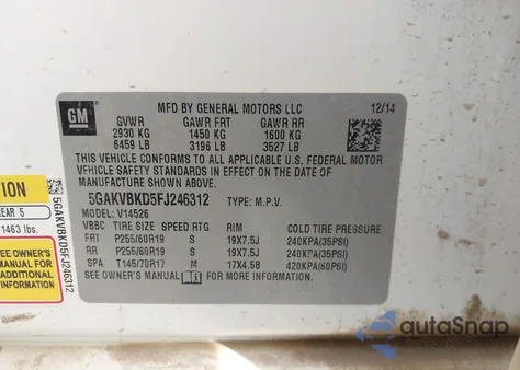 2015 Buick Enclave Leather from USA, damaged, VIN 5GAKVBKD5FJ246312